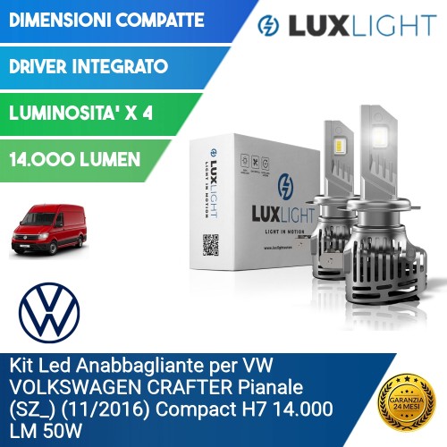 Kit Led Anabbagliante per VW VOLKSWAGEN CRAFTER Pianale (SZ_) (11/2016) Compact H7 14.000 LM 50W