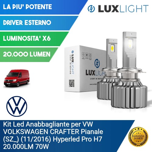 Kit Led Anabbagliante per VW VOLKSWAGEN CRAFTER Pianale (SZ_) (11/2016) Hyperled Pro H7 20.000LM 70W