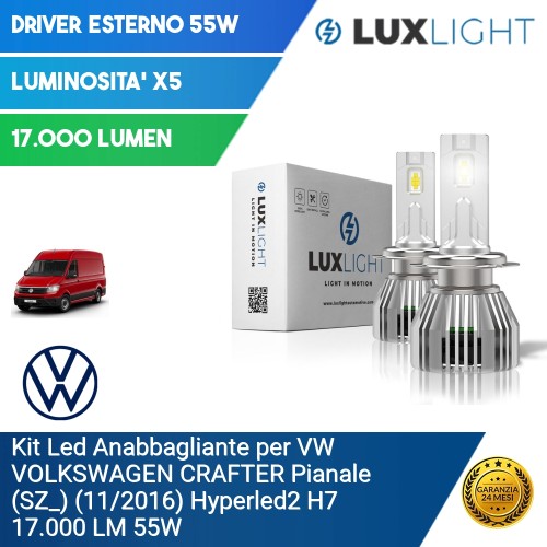 Kit Led Anabbagliante per VW VOLKSWAGEN CRAFTER Pianale (SZ_) (11/2016) Hyperled2 H7 17.000 LM 55W