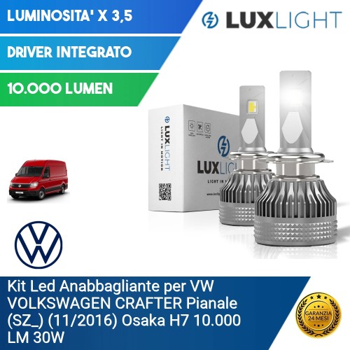 Kit Led Anabbagliante per VW VOLKSWAGEN CRAFTER Pianale (SZ_) (11/2016) Osaka H7 10.000 LM 30W