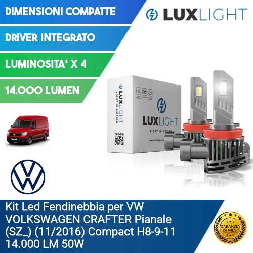 Kit Led Fendinebbia per VW VOLKSWAGEN CRAFTER Pianale (SZ_) (11/2016) Compact H8-9-11 14.000 LM 50W