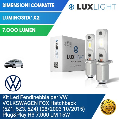 Kit Led Fendinebbia per VW VOLKSWAGEN FOX Hatchback (5Z1, 5Z3, 5Z4) (08/2003 10/2015) Plug&Play H3 7.000 LM 15W