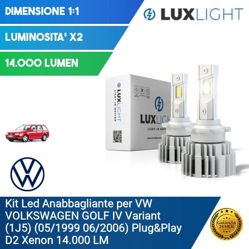 Kit Led Anabbagliante per VW VOLKSWAGEN GOLF IV Variant (1J5) (05/1999 06/2006) Plug&Play D2 Xenon 14.000 LM