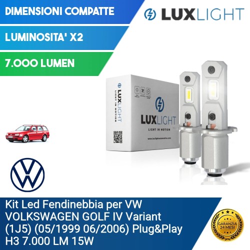 Kit Led Fendinebbia per VW VOLKSWAGEN GOLF IV Variant (1J5) (05/1999 06/2006) Plug&Play H3 7.000 LM 15W