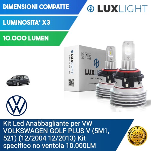 Kit Led Anabbagliante per VW VOLKSWAGEN GOLF PLUS V (5M1, 521) (12/2004 12/2013) Kit specifico no ventola 10.000LM