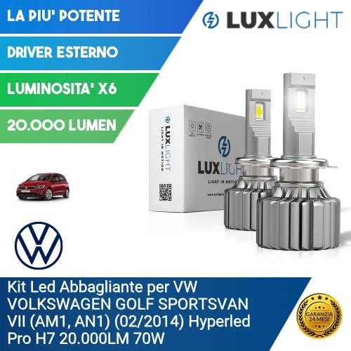 Kit Led Abbagliante per VW VOLKSWAGEN GOLF SPORTSVAN VII (AM1, AN1) (02/2014) Hyperled Pro H7 20.000LM 70W