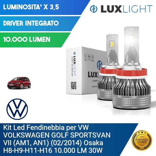 Kit Led Fendinebbia per VW VOLKSWAGEN GOLF SPORTSVAN VII (AM1, AN1) (02/2014) Osaka H8-H9-H11-H16 10.000 LM 30W