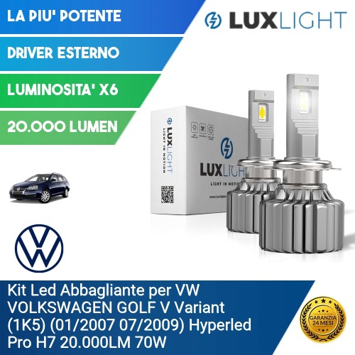 Kit Led Abbagliante per VW VOLKSWAGEN GOLF V Variant (1K5) (01/2007 07/2009) Hyperled Pro H7 20.000LM 70W