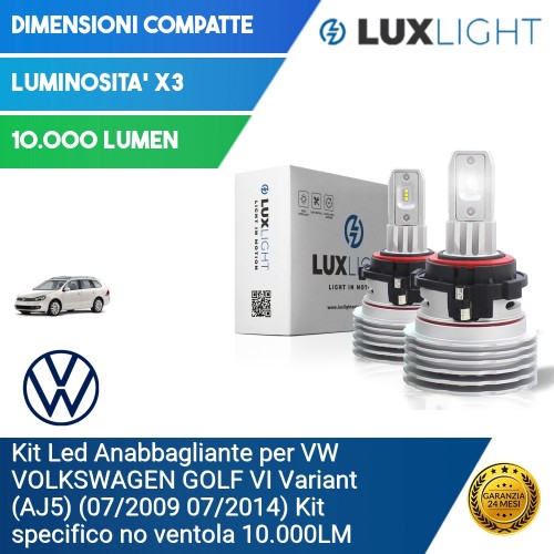 Kit Led Anabbagliante per VW VOLKSWAGEN GOLF VI Variant (AJ5) (07/2009 07/2014) Kit specifico no ventola 10.000LM