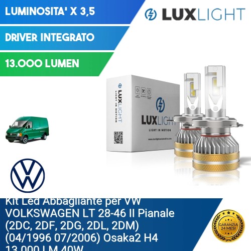 Kit Led Abbagliante per VW VOLKSWAGEN LT 28-46 II Pianale (2DC, 2DF, 2DG, 2DL, 2DM) (04/1996 07/2006) Osaka2 H4 13.000 LM 40W