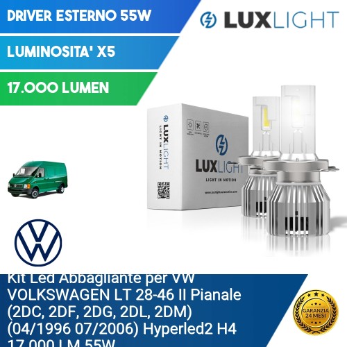 Kit Led Abbagliante per VW VOLKSWAGEN LT 28-46 II Pianale (2DC, 2DF, 2DG, 2DL, 2DM) (04/1996 07/2006) Hyperled2 H4 17.000 LM 55W