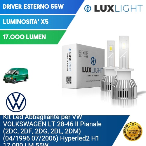 Kit Led Abbagliante per VW VOLKSWAGEN LT 28-46 II Pianale (2DC, 2DF, 2DG, 2DL, 2DM) (04/1996 07/2006) Hyperled2 H1 17.000 LM 55W