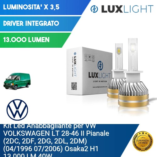 Kit Led Anabbagliante per VW VOLKSWAGEN LT 28-46 II Pianale (2DC, 2DF, 2DG, 2DL, 2DM) (04/1996 07/2006) Osaka2 H1 13.000 LM 40W