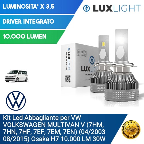 Kit Led Abbagliante per VW VOLKSWAGEN MULTIVAN V (7HM, 7HN, 7HF, 7EF, 7EM, 7EN) (04/2003 08/2015) Osaka H7 10.000 LM 30W