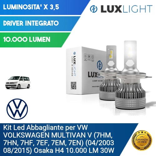 Kit Led Abbagliante per VW VOLKSWAGEN MULTIVAN V (7HM, 7HN, 7HF, 7EF, 7EM, 7EN) (04/2003 08/2015) Osaka H4 10.000 LM 30W