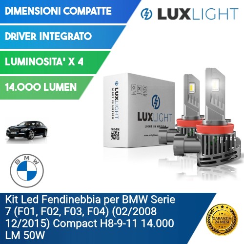 Kit Led Fendinebbia per BMW Serie 7 (F01, F02, F03, F04) (02/2008 12/2015) Compact H8-9-11 14.000 LM 50W