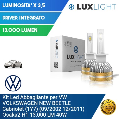 Kit Led Abbagliante per VW VOLKSWAGEN NEW BEETLE Cabriolet (1Y7) (09/2002 12/2011) Osaka2 H1 13.000 LM 40W