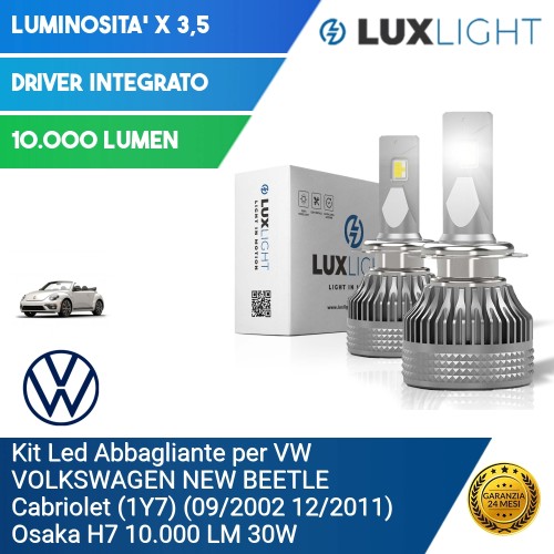 Kit Led Abbagliante per VW VOLKSWAGEN NEW BEETLE Cabriolet (1Y7) (09/2002 12/2011) Osaka H7 10.000 LM 30W