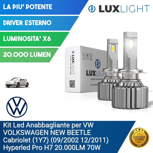 Kit Led Anabbagliante per VW VOLKSWAGEN NEW BEETLE Cabriolet (1Y7) (09/2002 12/2011) Hyperled Pro H7 20.000LM 70W