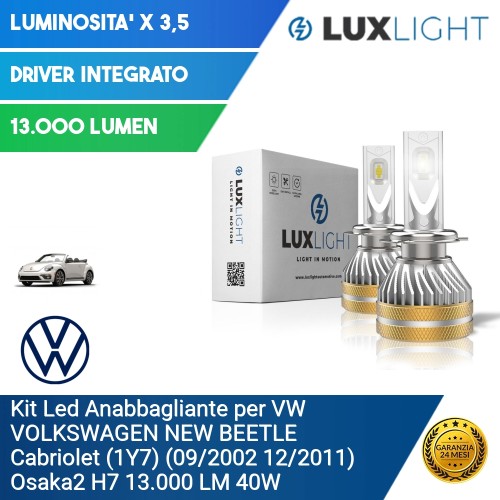 Kit Led Anabbagliante per VW VOLKSWAGEN NEW BEETLE Cabriolet (1Y7) (09/2002 12/2011) Osaka2 H7 13.000 LM 40W