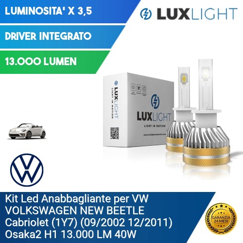 Kit Led Anabbagliante per VW VOLKSWAGEN NEW BEETLE Cabriolet (1Y7) (09/2002 12/2011) Osaka2 H1 13.000 LM 40W