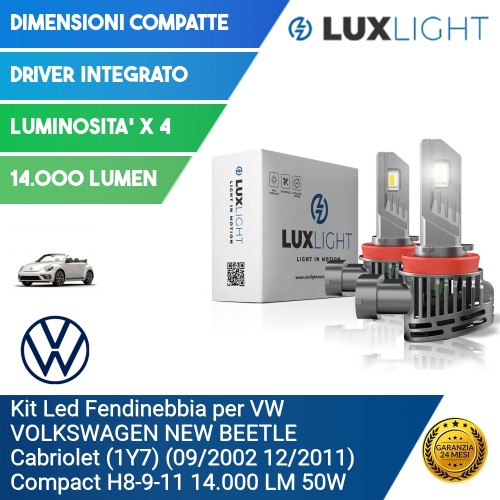 Kit Led Fendinebbia per VW VOLKSWAGEN NEW BEETLE Cabriolet (1Y7) (09/2002 12/2011) Compact H8-9-11 14.000 LM 50W