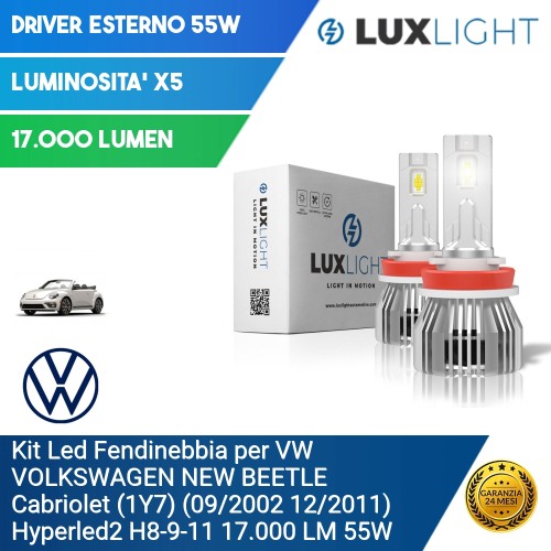 Kit Led Fendinebbia per VW VOLKSWAGEN NEW BEETLE Cabriolet (1Y7) (09/2002 12/2011) Hyperled2 H8-9-11 17.000 LM 55W