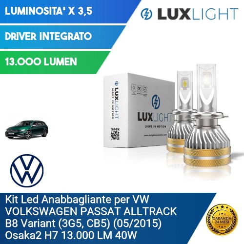 Kit Led Anabbagliante per VW VOLKSWAGEN PASSAT ALLTRACK B8 Variant (3G5, CB5) (05/2015) Osaka2 H7 13.000 LM 40W