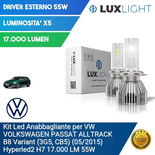 Kit Led Anabbagliante per VW VOLKSWAGEN PASSAT ALLTRACK B8 Variant (3G5, CB5) (05/2015) Hyperled2 H7 17.000 LM 55W