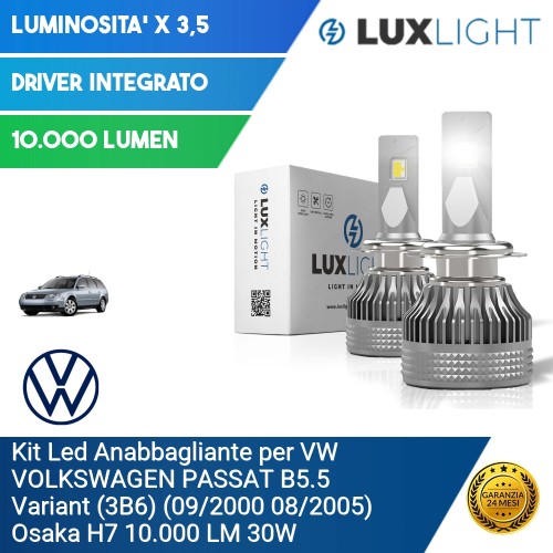 Kit Led Anabbagliante per VW VOLKSWAGEN PASSAT B5.5 Variant (3B6) (09/2000 08/2005) Osaka H7 10.000 LM 30W