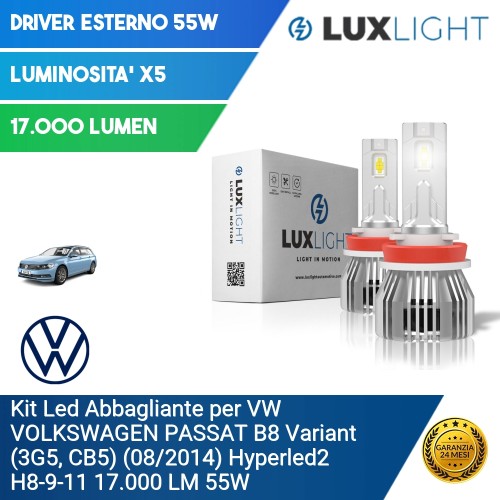 Kit Led Abbagliante per VW VOLKSWAGEN PASSAT B8 Variant (3G5, CB5) (08/2014) Hyperled2 H8-9-11 17.000 LM 55W