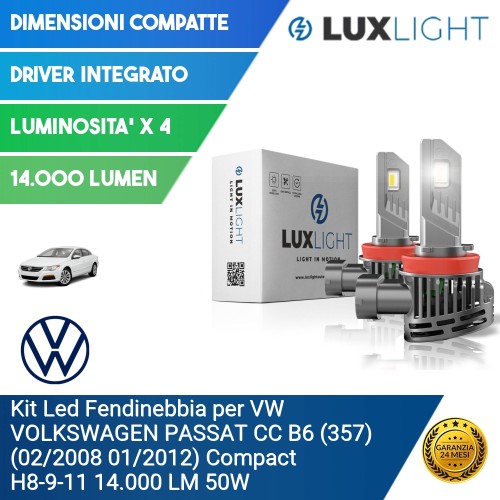 Kit Led Fendinebbia per VW VOLKSWAGEN PASSAT CC B6 (357) (02/2008 01/2012) Compact H8-9-11 14.000 LM 50W