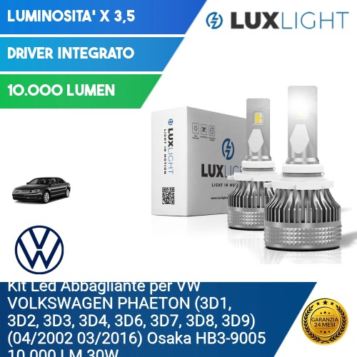 Kit Led Abbagliante per VW VOLKSWAGEN PHAETON (3D1, 3D2, 3D3, 3D4, 3D6, 3D7, 3D8, 3D9) (04/2002 03/2016) Osaka HB3-9005 10.000 L