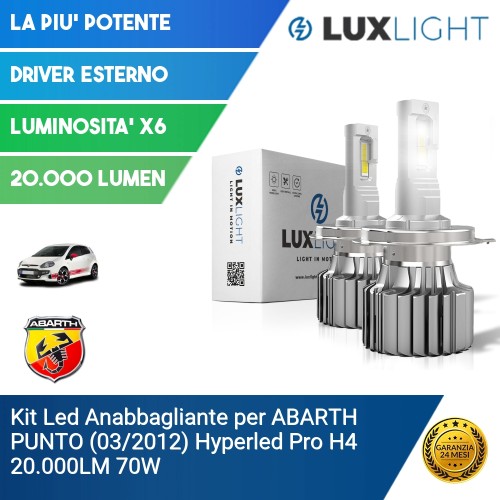 Kit Led Anabbagliante per ABARTH PUNTO (03/2012) Hyperled Pro H4 20.000LM 70W