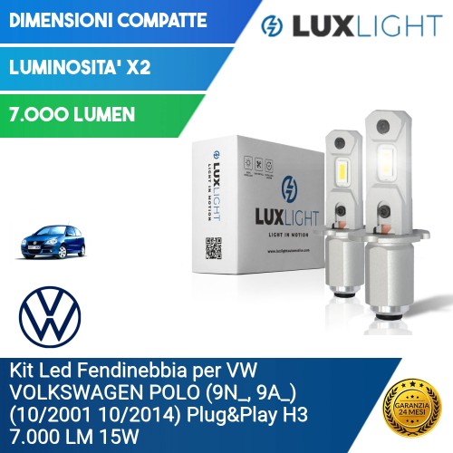 Kit Led Fendinebbia per VW VOLKSWAGEN POLO (9N_, 9A_) (10/2001 10/2014) Plug&Play H3 7.000 LM 15W