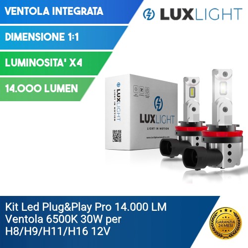 Kit Led Plug&Play Pro 14.000 LM Ventola 6500K 30W per H8/H9/H11/H16 12V