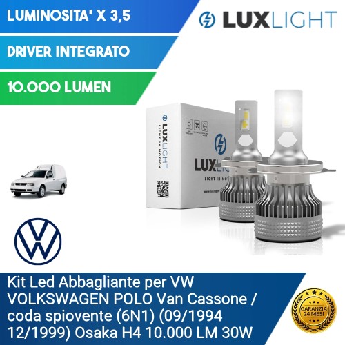 Kit Led Abbagliante per VW VOLKSWAGEN POLO Van Cassone / coda spiovente (6N1) (09/1994 12/1999) Osaka H4 10.000 LM 30W