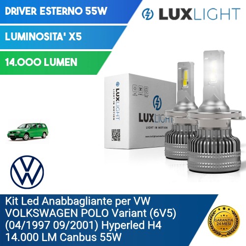 Kit Led Anabbagliante per VW VOLKSWAGEN POLO Variant (6V5) (04/1997 09/2001) Hyperled H4 14.000 LM Canbus 55W