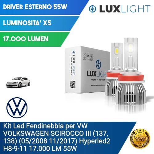 Kit Led Fendinebbia per VW VOLKSWAGEN SCIROCCO III (137, 138) (05/2008 11/2017) Hyperled2 H8-9-11 17.000 LM 55W