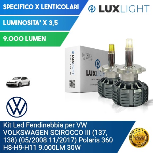 Kit Led Fendinebbia per VW VOLKSWAGEN SCIROCCO III (137, 138) (05/2008 11/2017) Polaris 360 H8-H9-H11 9.000LM 30W