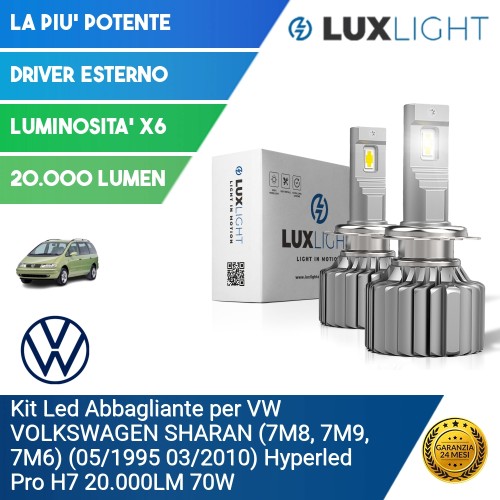 Kit Led Abbagliante per VW VOLKSWAGEN SHARAN (7M8, 7M9, 7M6) (05/1995 03/2010) Hyperled Pro H7 20.000LM 70W