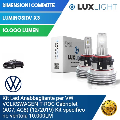 Kit Led Anabbagliante per VW VOLKSWAGEN T-ROC Cabriolet (AC7, AC8) (12/2019) Kit specifico no ventola 10.000LM