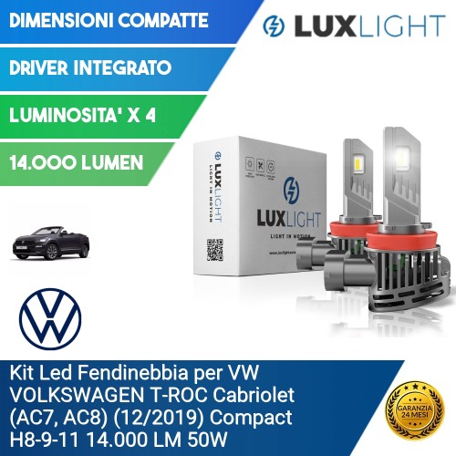 Kit Led Fendinebbia per VW VOLKSWAGEN T-ROC Cabriolet (AC7, AC8) (12/2019) Compact H8-9-11 14.000 LM 50W