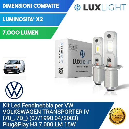 Kit Led Fendinebbia per VW VOLKSWAGEN TRANSPORTER IV (70_, 7D_) (07/1990 04/2003) Plug&Play H3 7.000 LM 15W