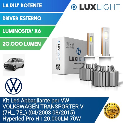 Kit Led Abbagliante per VW VOLKSWAGEN TRANSPORTER V (7H_, 7E_) (04/2003 08/2015) Hyperled Pro H1 20.000LM 70W