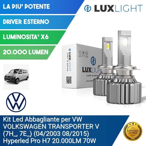 Kit Led Abbagliante per VW VOLKSWAGEN TRANSPORTER V (7H_, 7E_) (04/2003 08/2015) Hyperled Pro H7 20.000LM 70W