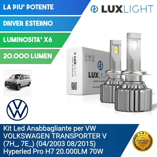 Kit Led Anabbagliante per VW VOLKSWAGEN TRANSPORTER V (7H_, 7E_) (04/2003 08/2015) Hyperled Pro H7 20.000LM 70W