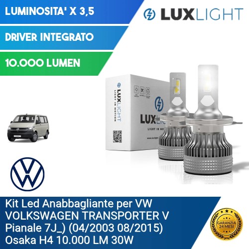 Kit Led Anabbagliante per VW VOLKSWAGEN TRANSPORTER V Pianale 7J_) (04/2003 08/2015) Osaka H4 10.000 LM 30W