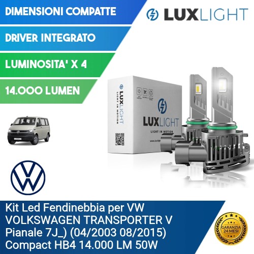 Kit Led Fendinebbia per VW VOLKSWAGEN TRANSPORTER V Pianale 7J_) (04/2003 08/2015) Compact HB4 14.000 LM 50W