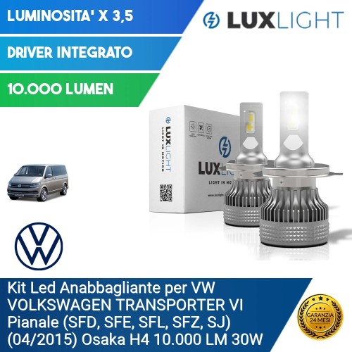 Kit Led Anabbagliante per VW VOLKSWAGEN TRANSPORTER VI Pianale (SFD, SFE, SFL, SFZ, SJ) (04/2015) Osaka H4 10.000 LM 30W